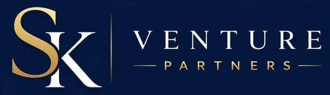 SK Venture Partners logo with gold lettering on dark blue background